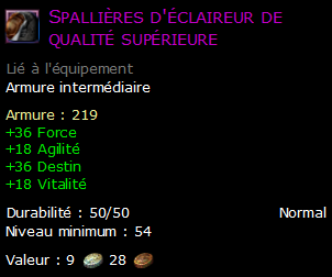 Spallières d'éclaireur de qualité supérieure