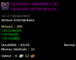 Superbes jambières de cavalier détaché elfe