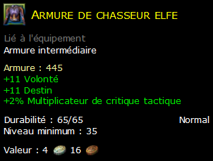 Armure de chasseur elfe