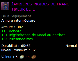 Jambières rigides de franc-tireur elfe