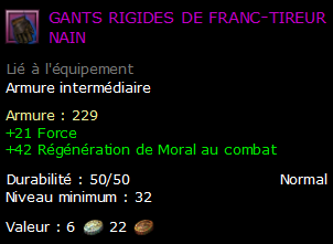 gants rigides de franc-tireur nain