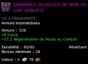 Jambières doublées de nain en cuir robuste