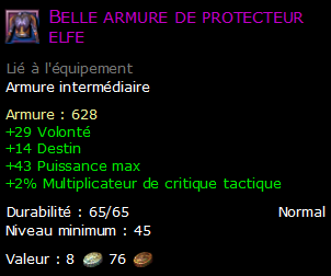 Belle armure de protecteur elfe