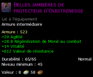 Belles jambières de protecteur d'Ouistrenesse