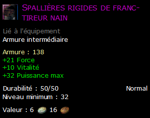 Spallières rigides de franc-tireur nain