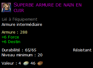 Superbe armure de nain en cuir