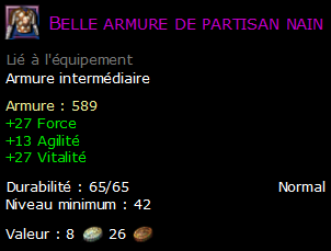 Belle armure de partisan nain