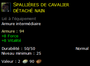 Spallières de cavalier détaché nain