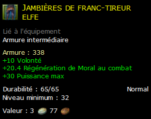 Jambières de franc-tireur elfe