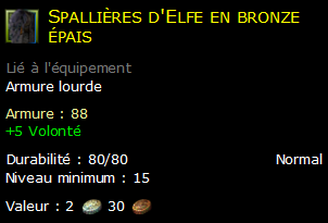 Spallières d'Elfe en bronze épais