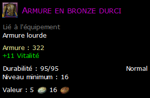 Armure en bronze durci