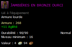 Jambières en bronze durci