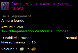 Jambières de nain en bronze durci