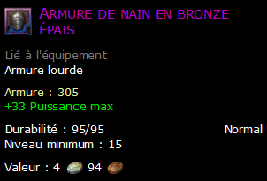 Armure de nain en bronze épais