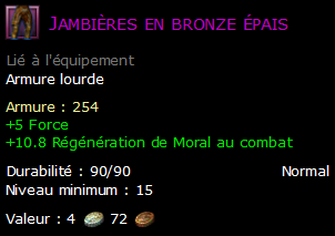 Jambières en bronze épais