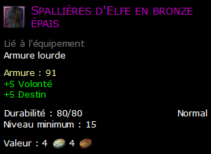 Spallières d'Elfe en bronze épais