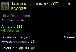 Jambières lourdes d'Elfe en bronze