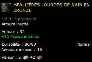 Spallières lourdes de nain en bronze