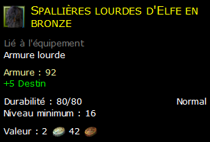 Spallières lourdes d'Elfe en bronze