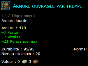 Armure ouvragée par trempe