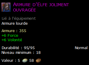 Armure d'Elfe joliment ouvragée