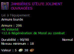 Jambières d'Elfe joliment ouvragées