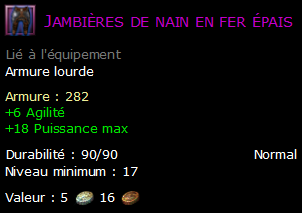 Jambières de nain en fer épais