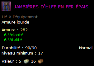 Jambières d'Elfe en fer épais