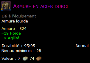 Armure en acier durci