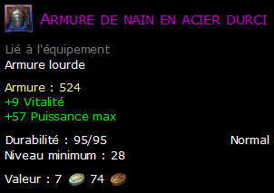 Armure de nain en acier durci