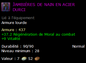 Jambières de nain en acier durci