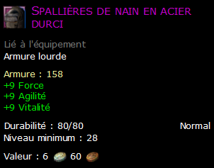 Spallières de nain en acier durci