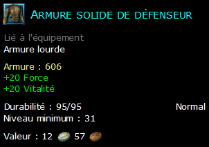 Armure solide de défenseur