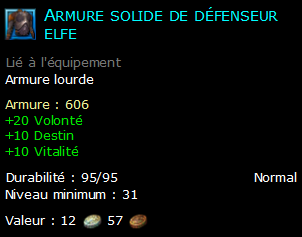 Armure solide de défenseur elfe