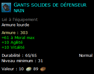 Gants solides de défenseur nain