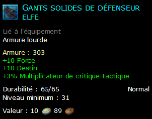 Gants solides de défenseur elfe