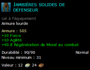 Jambières solides de défenseur