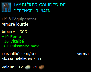 Jambières solides de défenseur nain