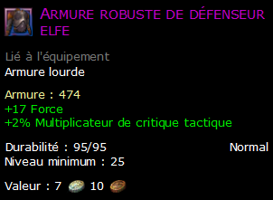 Armure robuste de défenseur elfe