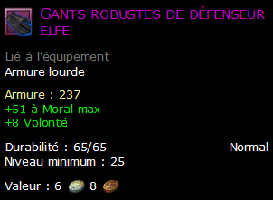 Gants robustes de défenseur elfe