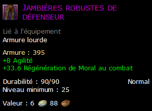 Jambières robustes de défenseur