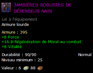 Jambières robustes de défenseur nain