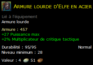 Armure lourde d'Elfe en acier