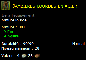 Jambières lourdes en acier