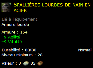 Spallières lourdes de nain en acier