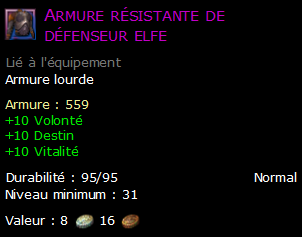 Armure résistante de défenseur elfe