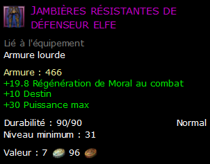 Jambières résistantes de défenseur elfe