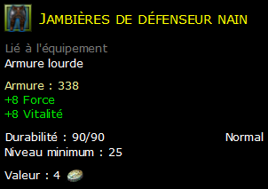 Jambières de défenseur nain