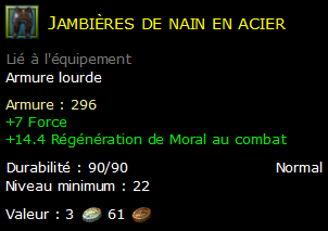 Jambières de nain en acier