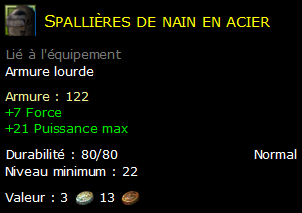 Spallières de nain en acier